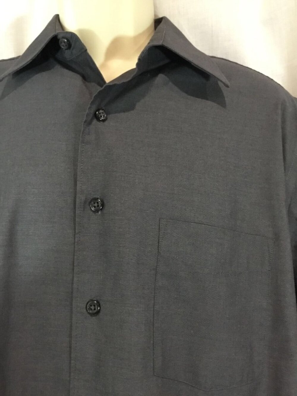 Quiet luxury Dress Shirt Men M 15 15.5 34 35 Gray Wrinkle Stain Free Oxford VTG - Picture 3 of 10